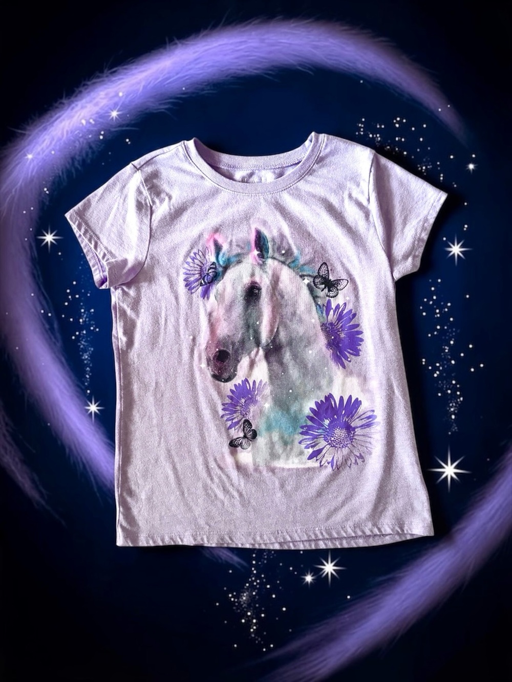 The Children’s Place Horse Tee Lavender Girls Medium 7/8